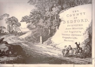 Title cartouche on Thomas Jefferys map of Bedfordshire 1765 | image: from BHRS's reprint